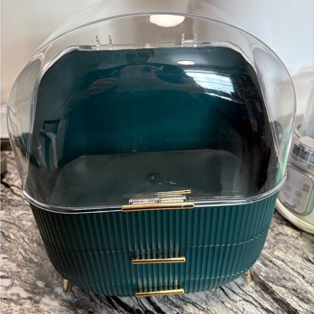 Teal Storage Organizer with Gold Accents